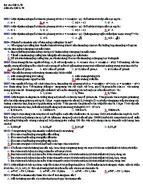 Đề thi kết thúc học phần môn Vật lý - Đề gốc - Năm học 2016-2017 - Trường Cao đẳng Bách Việt